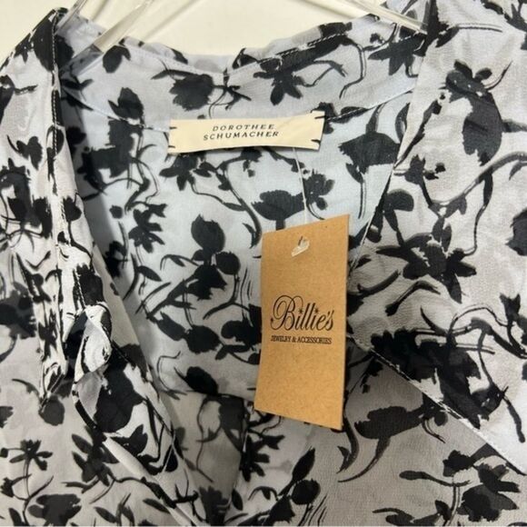 Dorothee Schumacher Women's Size XL NWT Light Blue Black Flowers Floral Blouse - Picture 11 of 14